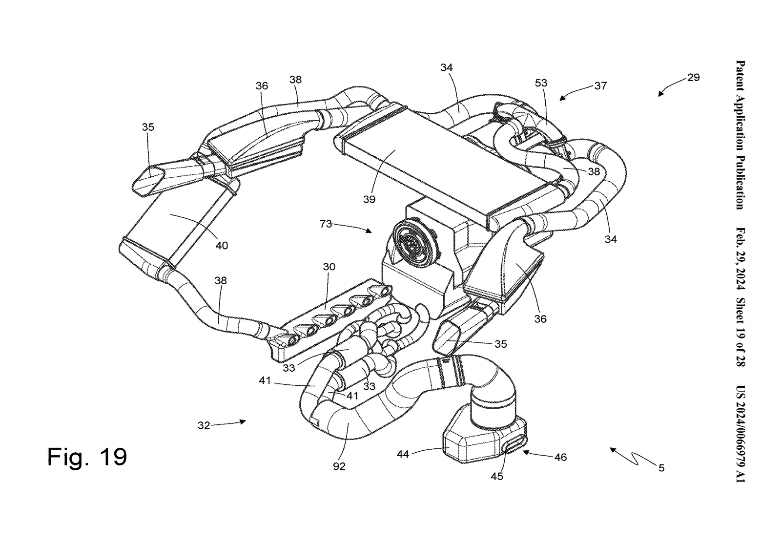 Patent drawing showing an arrangement for gearbox-driven superchargers